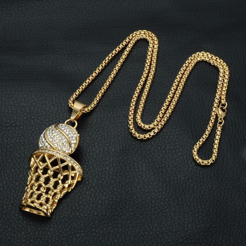 Rhinestone Basketball Pendants Necklaces