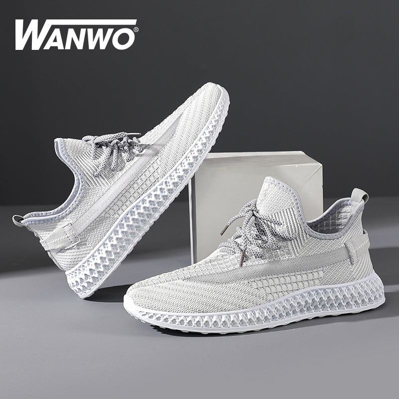 Summer Flying Woven Sneakers Shoes Breathable Casual Shoes New Trend Running Shoes Mesh Coconut Shoes Men's Mesh