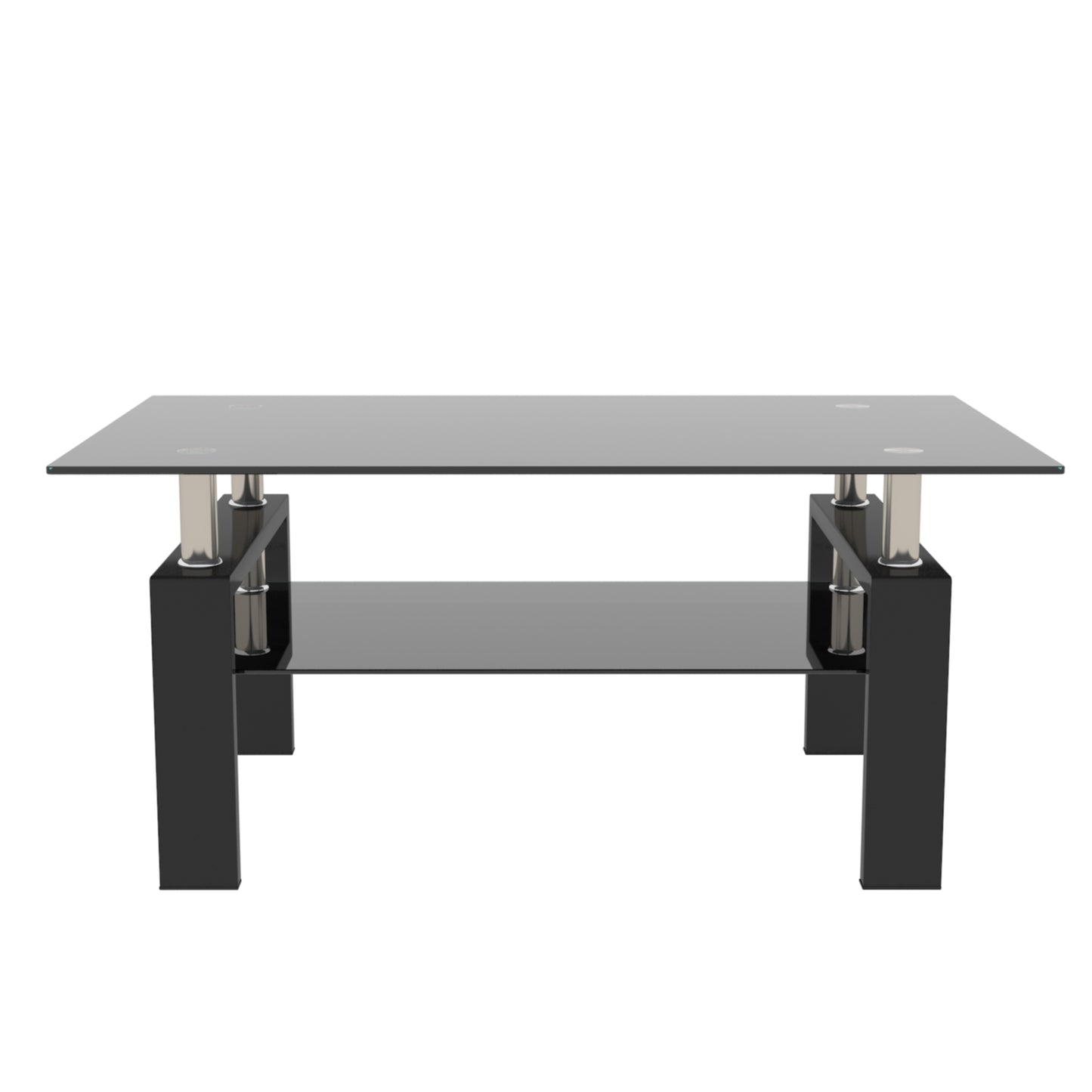 Rectangle Black Glass Coffee Table  Clear Coffee Table Modern Side Center Tables for Living Room Living Room Furniture