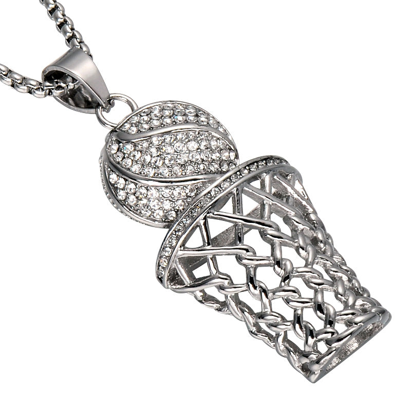 Rhinestone Basketball Pendants Necklaces