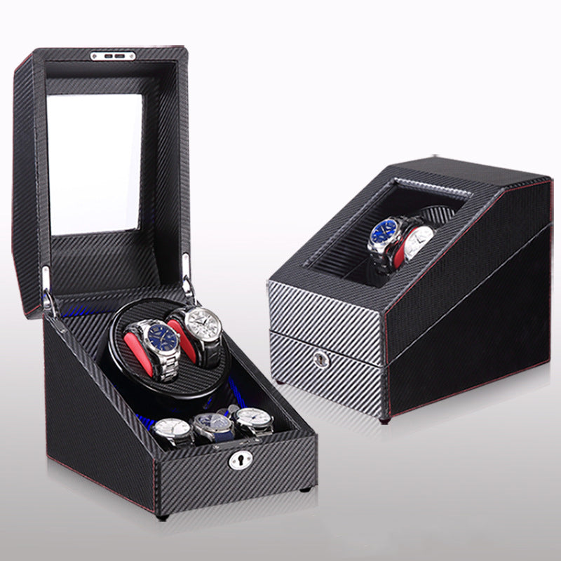 Watch winding box, watch shaker, storage box, LED light, lid open and stop, watch shaker