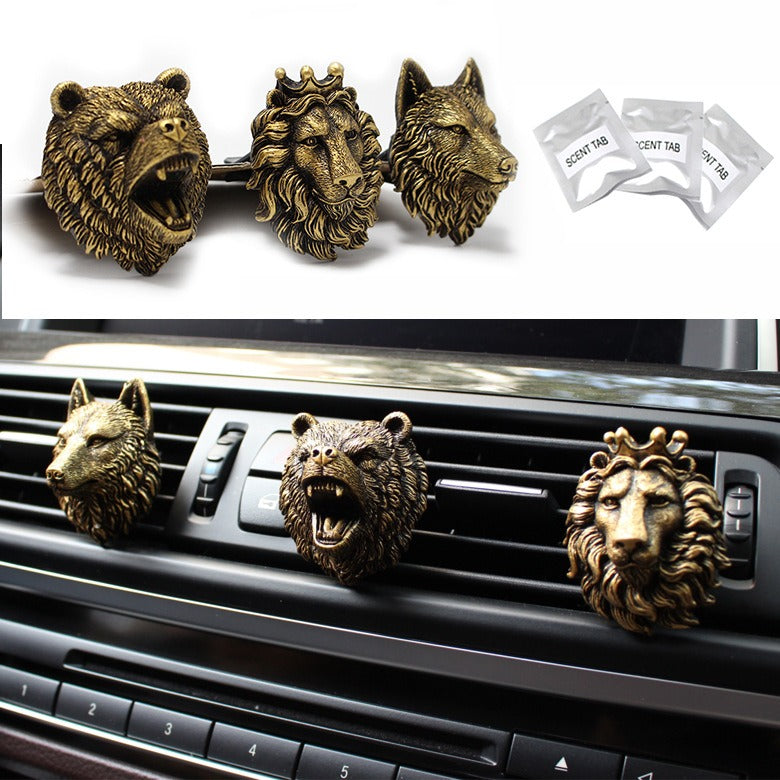 Resin Animal Head Set Car Fragrance Clip Decoration Creative Car Air Outlet Car Clip