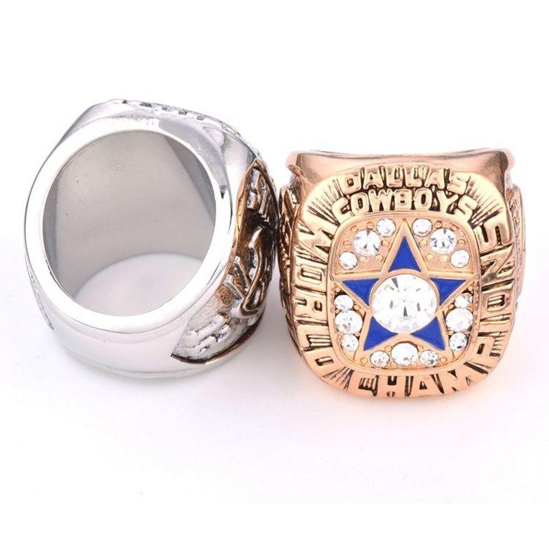 championship Rings Dallas Cowboys 1971 NFL Male Silver Star Print Football