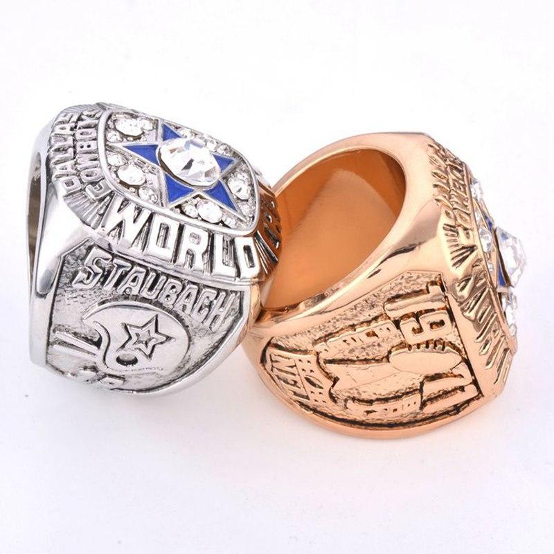 championship Rings Dallas Cowboys 1971 NFL Male Silver Star Print Football