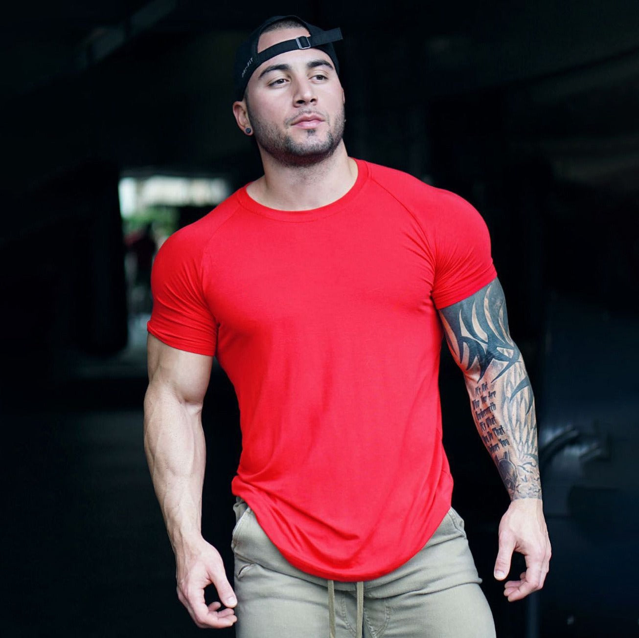 American Sports Fitness T Shirt Mens Solid Color High Elastic Moisture Wicking Running Basketball Short Sleeve Modal Fabric