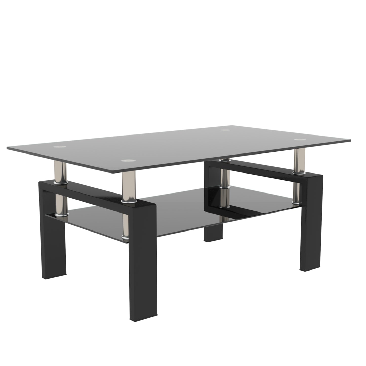 Rectangle Black Glass Coffee Table  Clear Coffee Table Modern Side Center Tables for Living Room Living Room Furniture