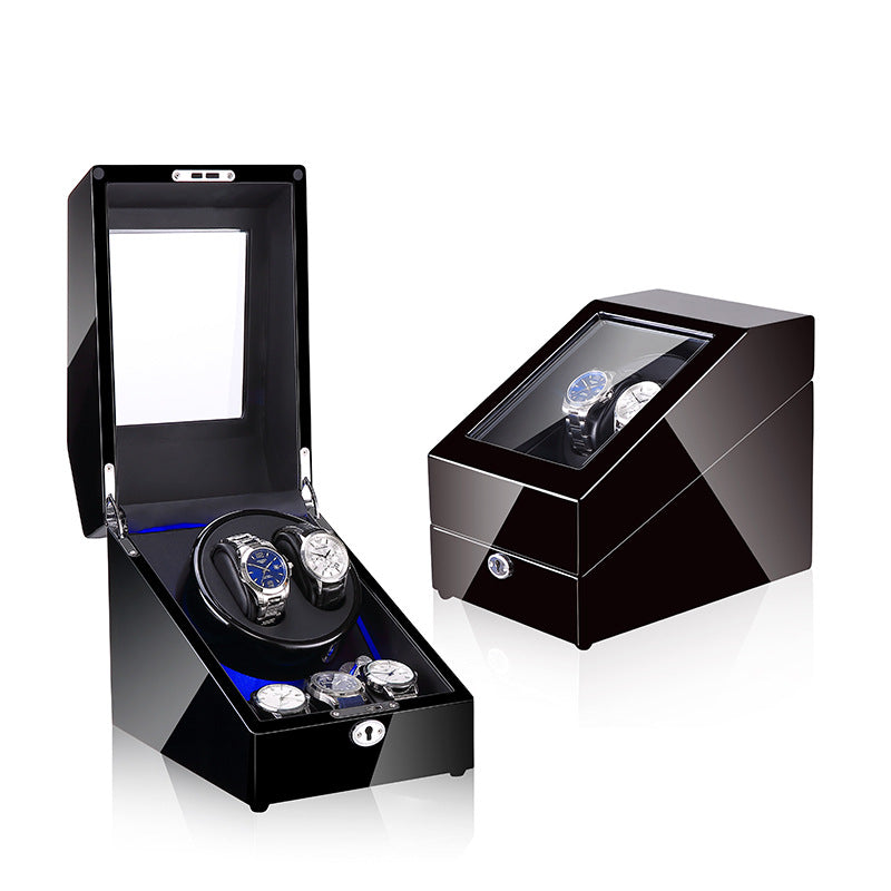 Watch winding box, watch shaker, storage box, LED light, lid open and stop, watch shaker